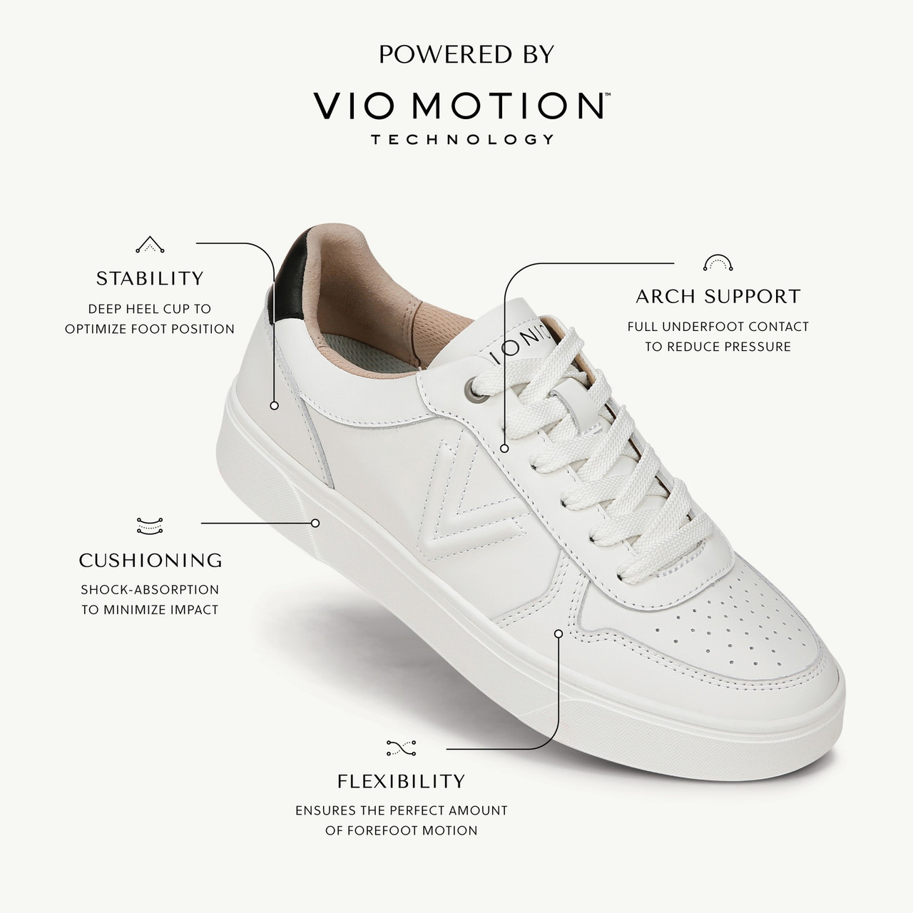 Women's Casual Leather Lace-up Shoe - Vionic Kimmie Court